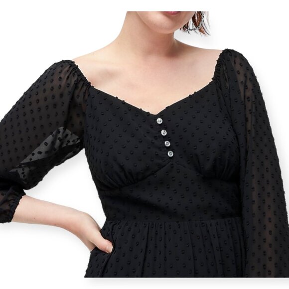 J.Crew Swiss Dot Tiered Midi Dress Black Long Sleeve Sheer Size 2 NWT - Picture 16 of 16